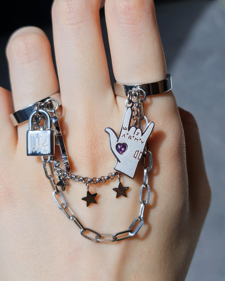 Jungkook Inspired Double Chain Ring Eternal Seven - Nikaneko