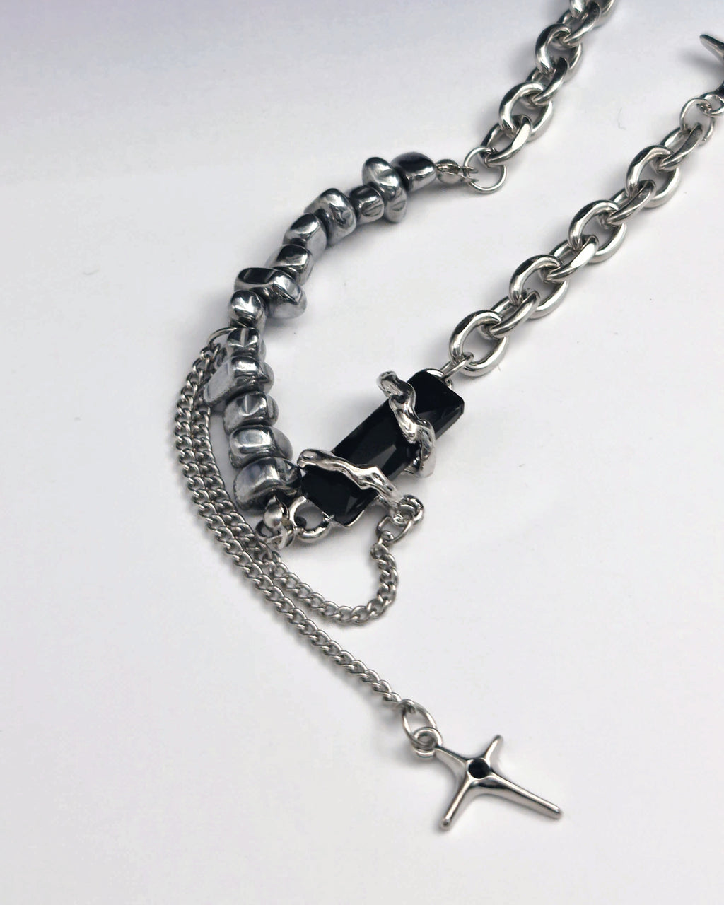 Nightfall Onyx Necklace Silver Rocks - Nikaneko