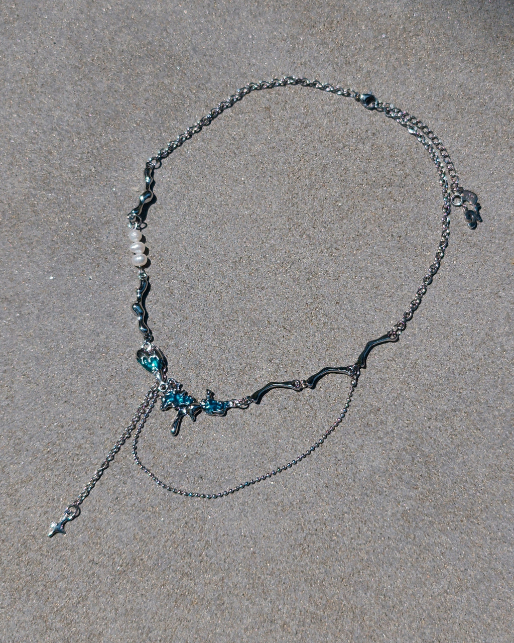 Ocean Blue Pearl Necklace - Nikaneko