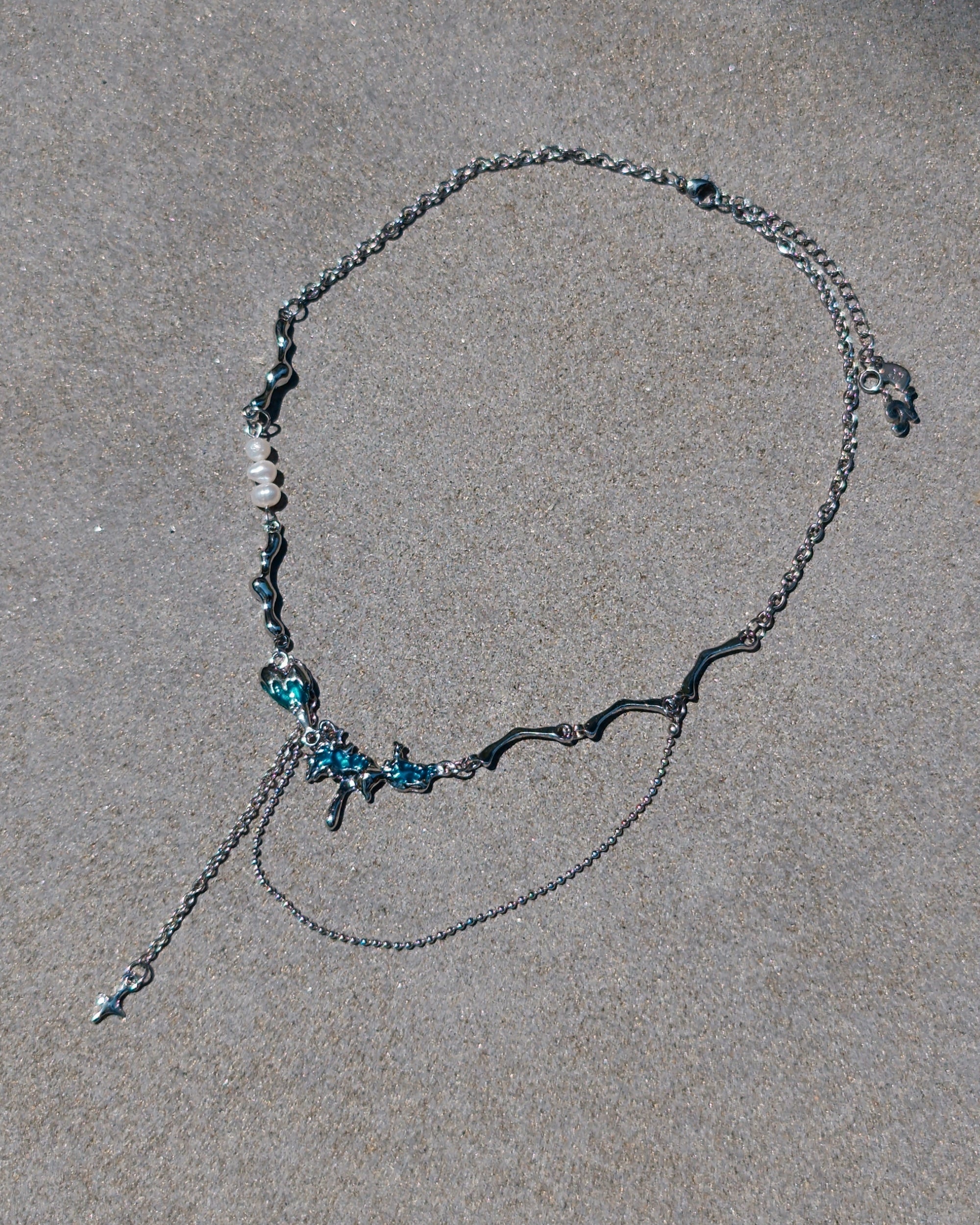 Ocean Blue Pearl Necklace - Nikaneko